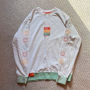 Be Kind White Graphic Sweatshirt with Colorful Accents